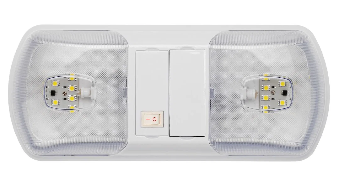 016-BL3003 – AP PRODUCTS Interior Light, Double Ceiling Light Double Clear Lens With LED Bulb Single With White Frame...